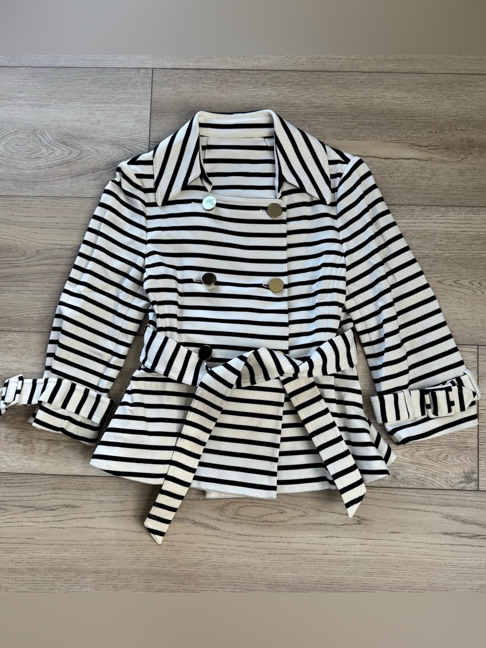 Kate Spade Striped Double Breasted Jacket with Bow Tie size Small